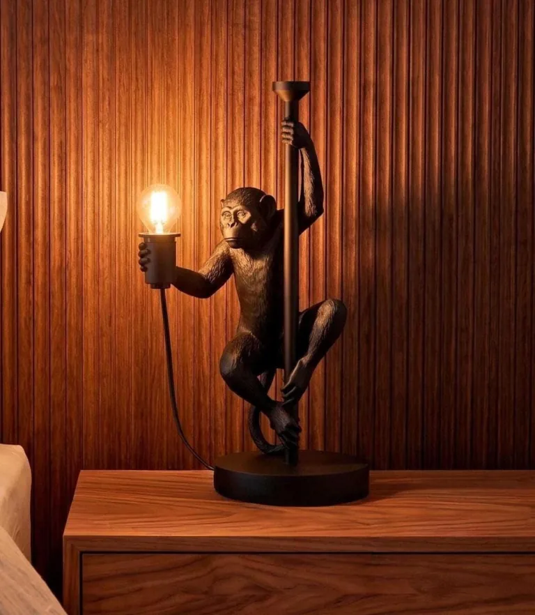 Monkey Climbing lamp — sculptural 3D-printed table lamp