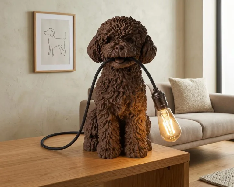 The Brown Poodle lamp — sculptural 3D-printed table lamp